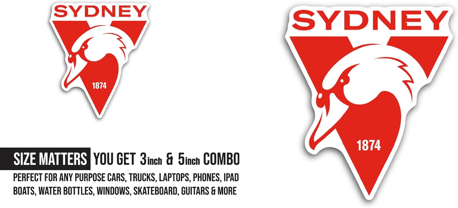 2 (Pieces) 3" and 5" Sydney Sw@ns Decal Sticker, Waterproof Vinyl Decals for Many Purpose Like Cars, Trucks, Laptops, Phones, Windows and More