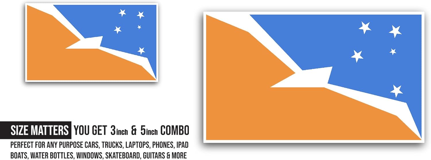 2 (Pieces) 3" and 5" Tierra Del Fuego Province - Argentina Flag Sticker, Waterproof Vinyl Decals for Many Purpose Like Cars, Trucks, Laptops, Phones, Windows and More