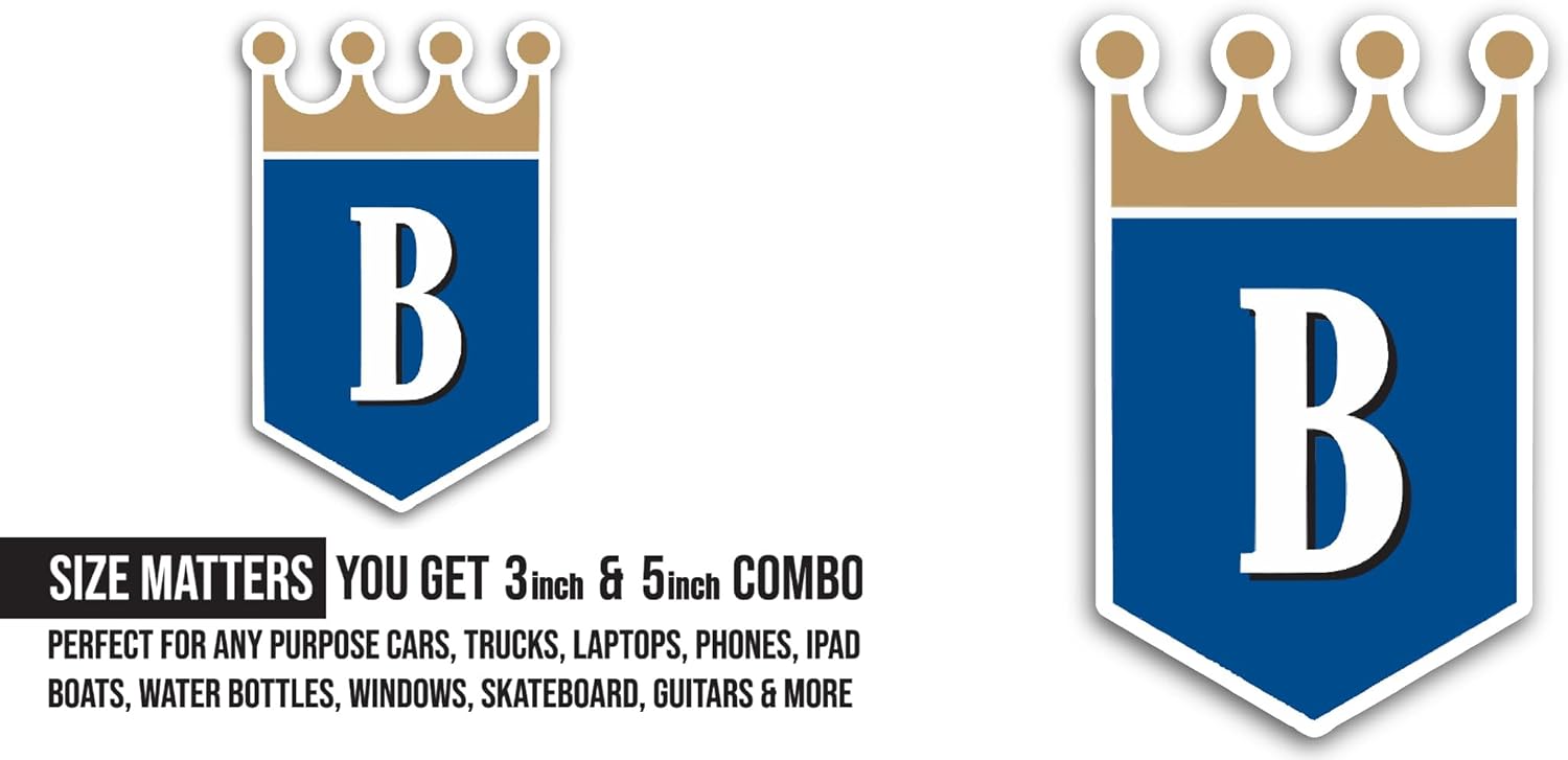 2 (Pieces) 3" and 5" Burl1ngton R0yals Logo Sticker, Waterproof Vinyl Decals for Many Purpose Like Cars, Trucks, Laptops, Phones, Windows and More