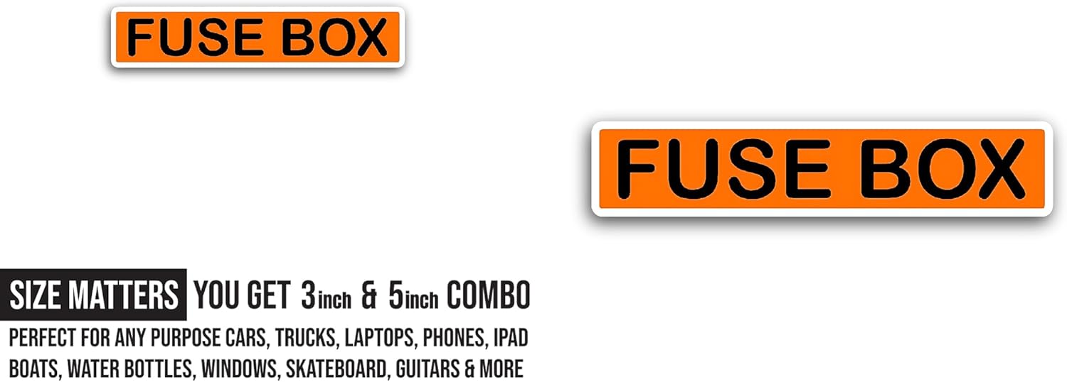 2 (Pieces) 3" and 5" Fusebox Sticker, Waterproof Vinyl Decals for Many Purpose Like Cars, Trucks, Laptops, Phones, Windows and More
