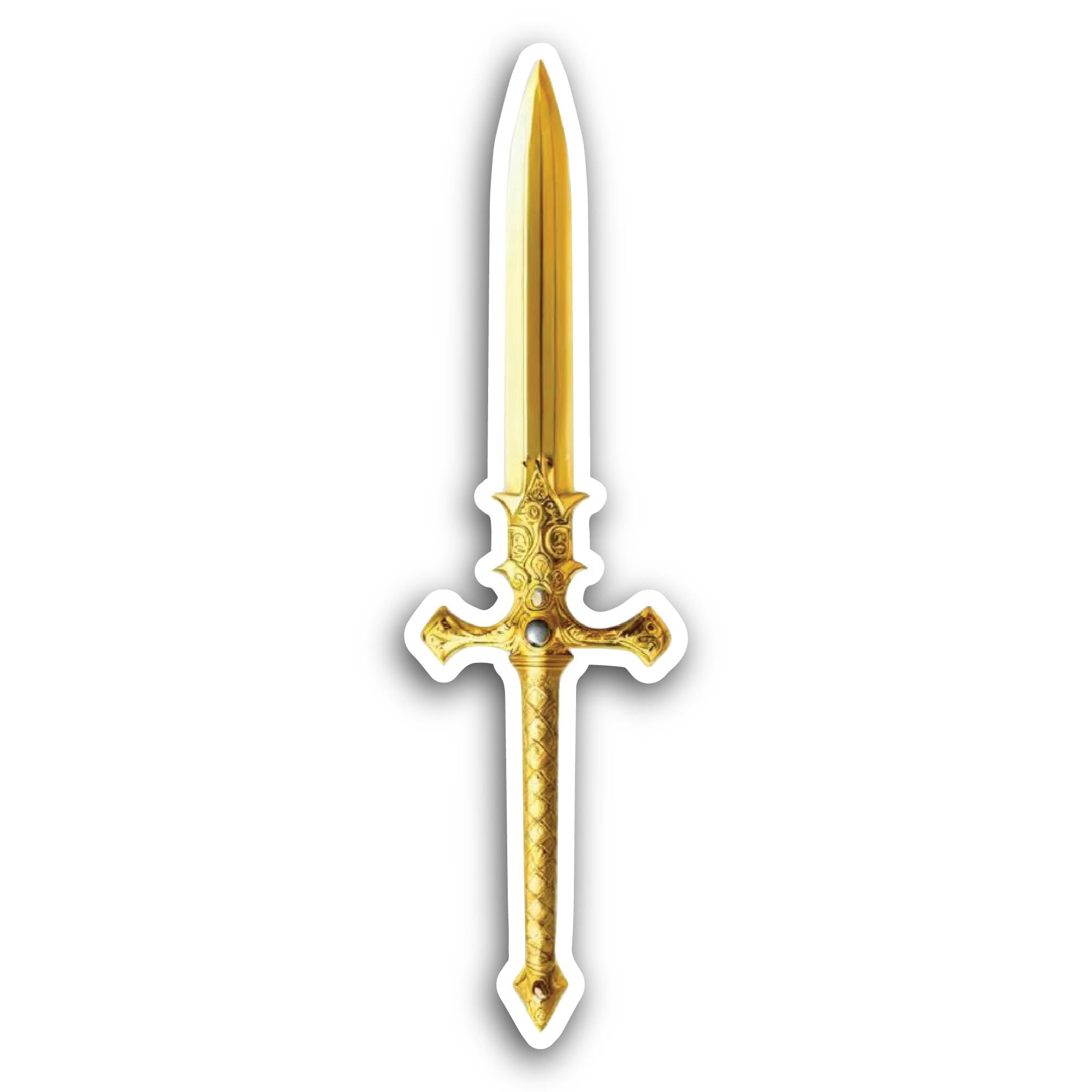 2 (Pieces) 3" and 5" Golden Sword Sticker, Waterproof Vinyl Decals for Many Purpose Like Cars, Truck