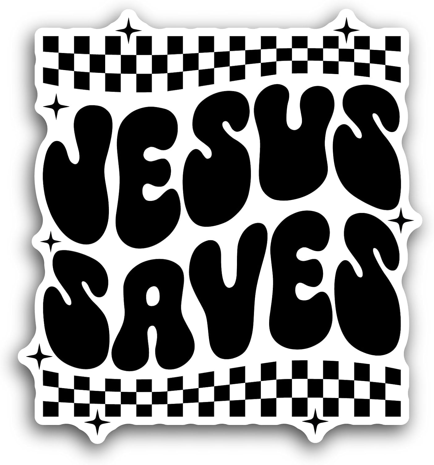 2 (Pieces) 3" and 5" Jesus Saves Text Sticker, Waterproof Vinyl Decals for Many Purpose Like Cars, Trucks, Laptops, Phones, Windows and More