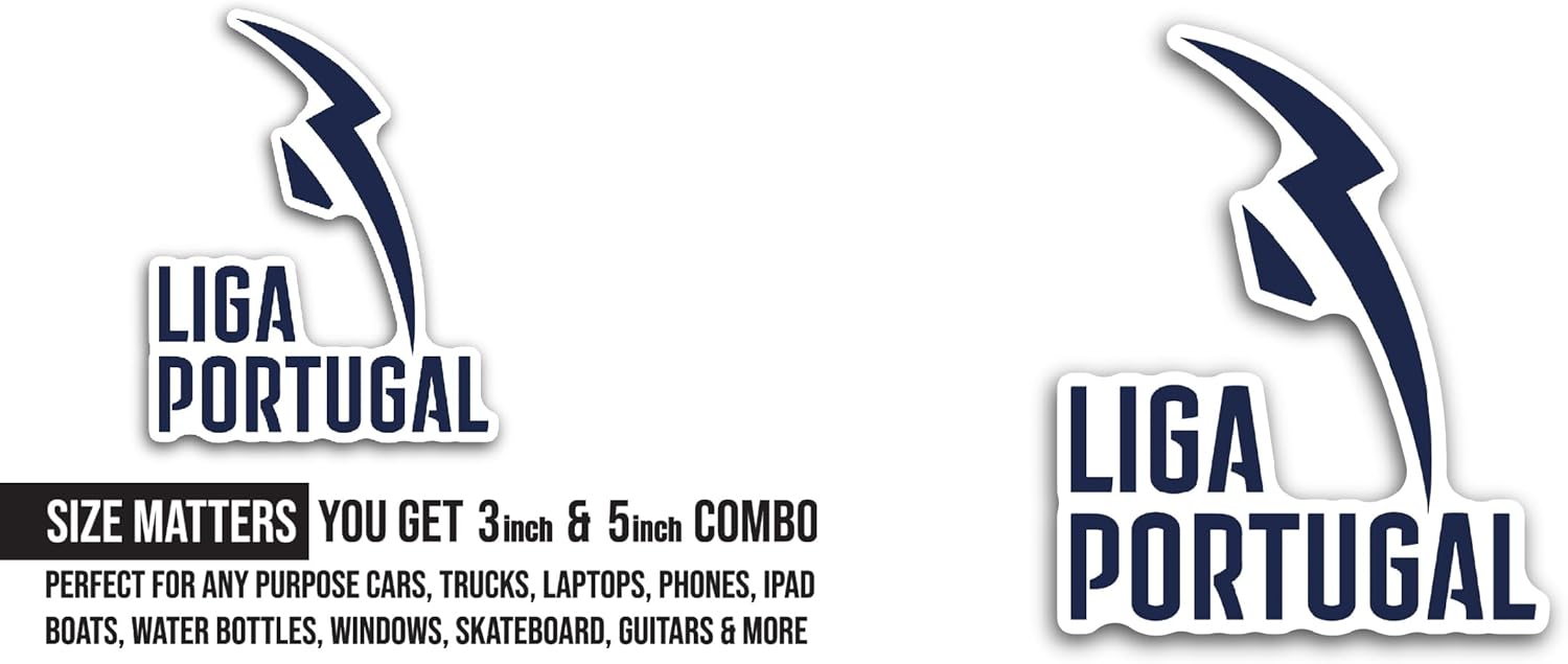 2 (Pieces) 3" and 5" Liga P0rtugal Sticker, Waterproof Vinyl Decals for Many Purpose Like Cars, Trucks, Laptops, Phones, Windows and More