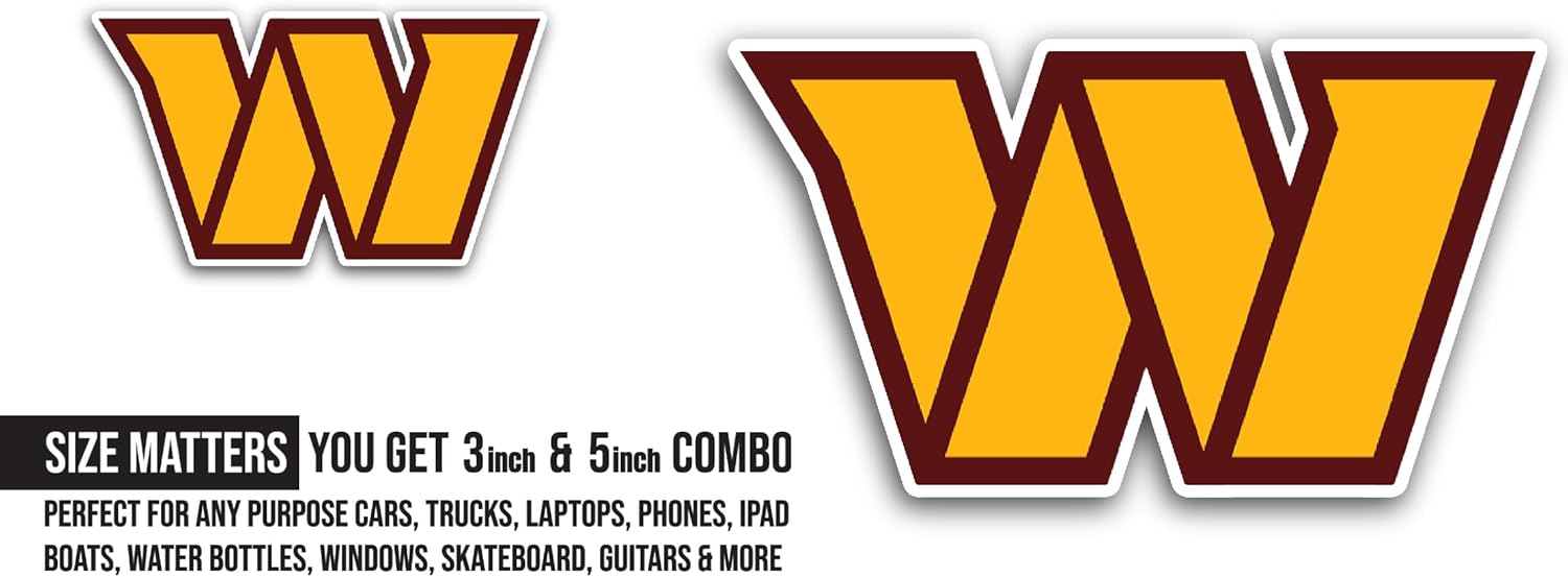 2 (Pieces) 3" and 5" Washington C0mmanders Logo Decal Sticker, Waterproof Vinyl Decals for Many Purpose Like Cars, Trucks, Laptops, Phones, Windows and More