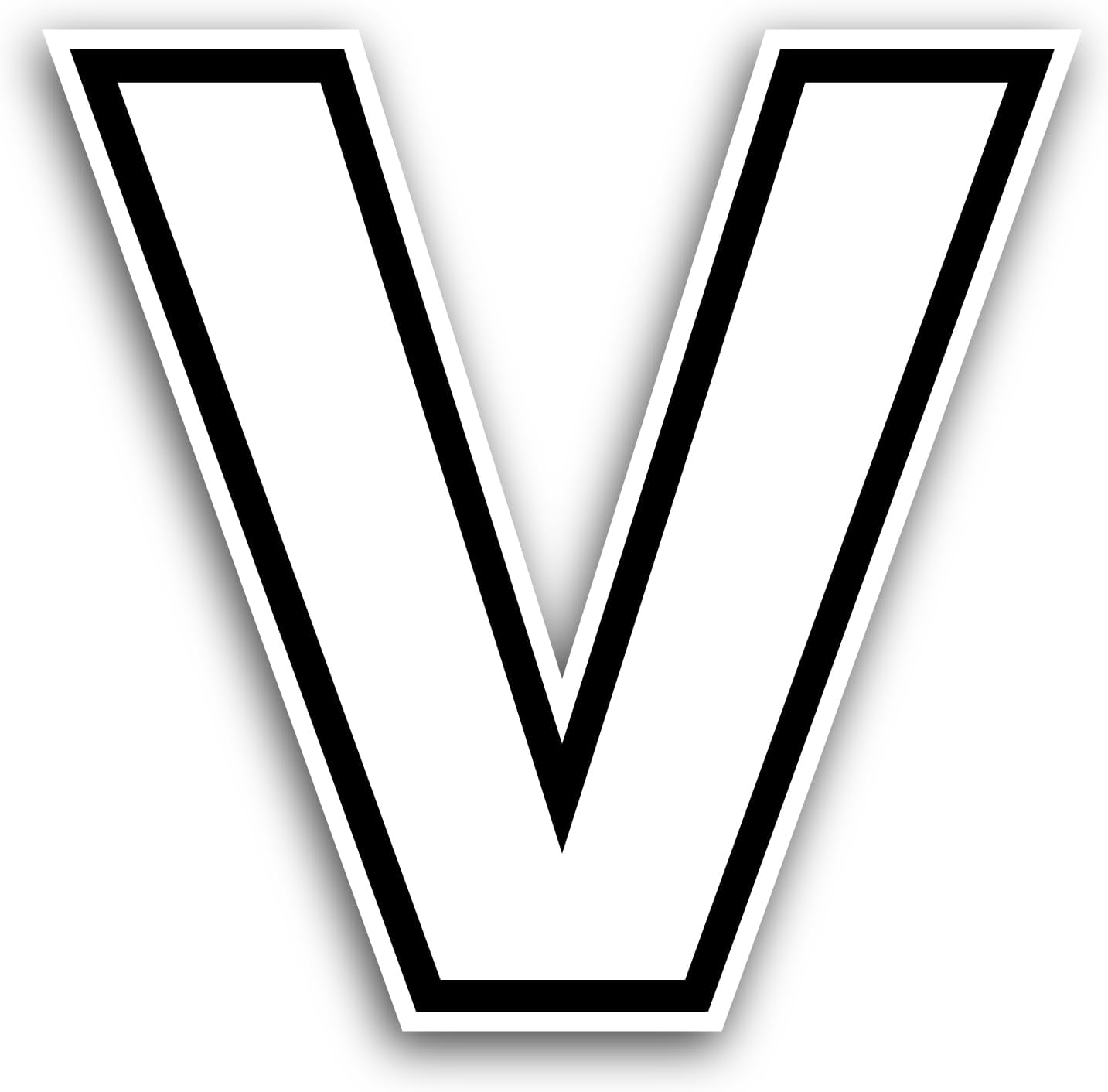 2 (Pieces) 3" and 5" Letter V Sticker, Waterproof Vinyl Decals for Many Purpose Like Cars, Trucks, Laptops, Phones, Windows and More
