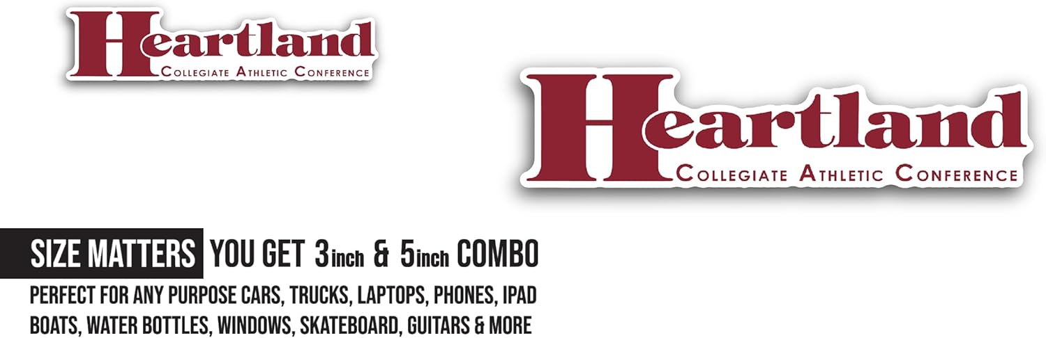 2 (Pieces) 3" and 5" Heartland C0llegiate Athletic Conferenc Sticker, Waterproof Vinyl Decals for Many Purpose Like Cars, Trucks, Laptops, Phones, Windows and More