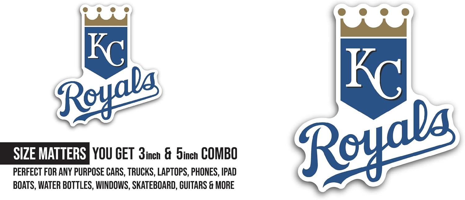 2 (Pieces) 3" and 5" Kansas City R0yals Sticker, Waterproof Vinyl Decals for Many Purpose Like Cars, Trucks, Laptops, Phones, Windows and More
