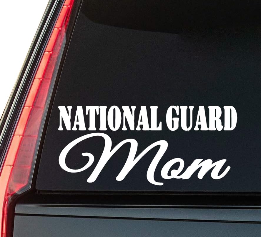 National Guard Mom Window Vinyl Decal Sticker 6" (White), Waterproof Vinyl Decals for Many Purpose Like Cars, Trucks, Laptops, Phones, Windows and More