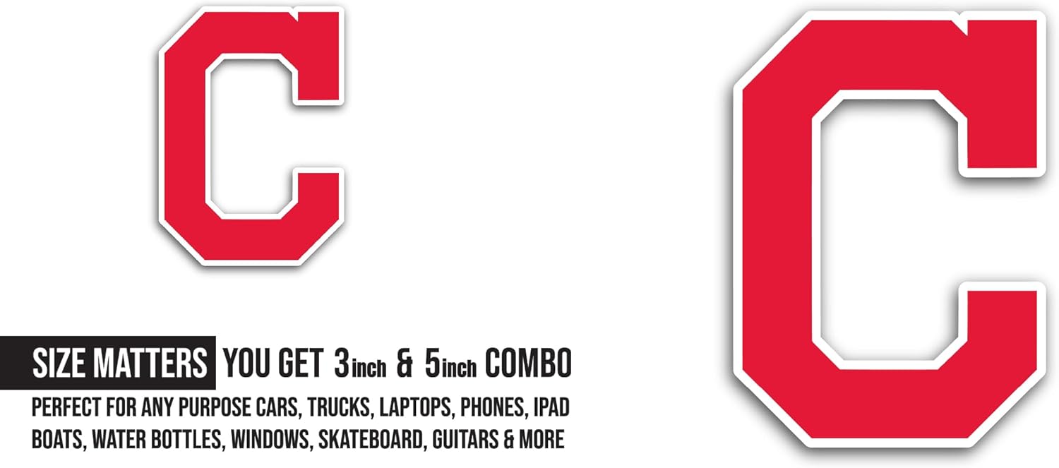 2 (Pieces) 3" and 5" Cl3veland Guardians Sticker, Waterproof Vinyl Decals for Many Purpose Like Cars, Trucks, Laptops, Phones, Windows and More