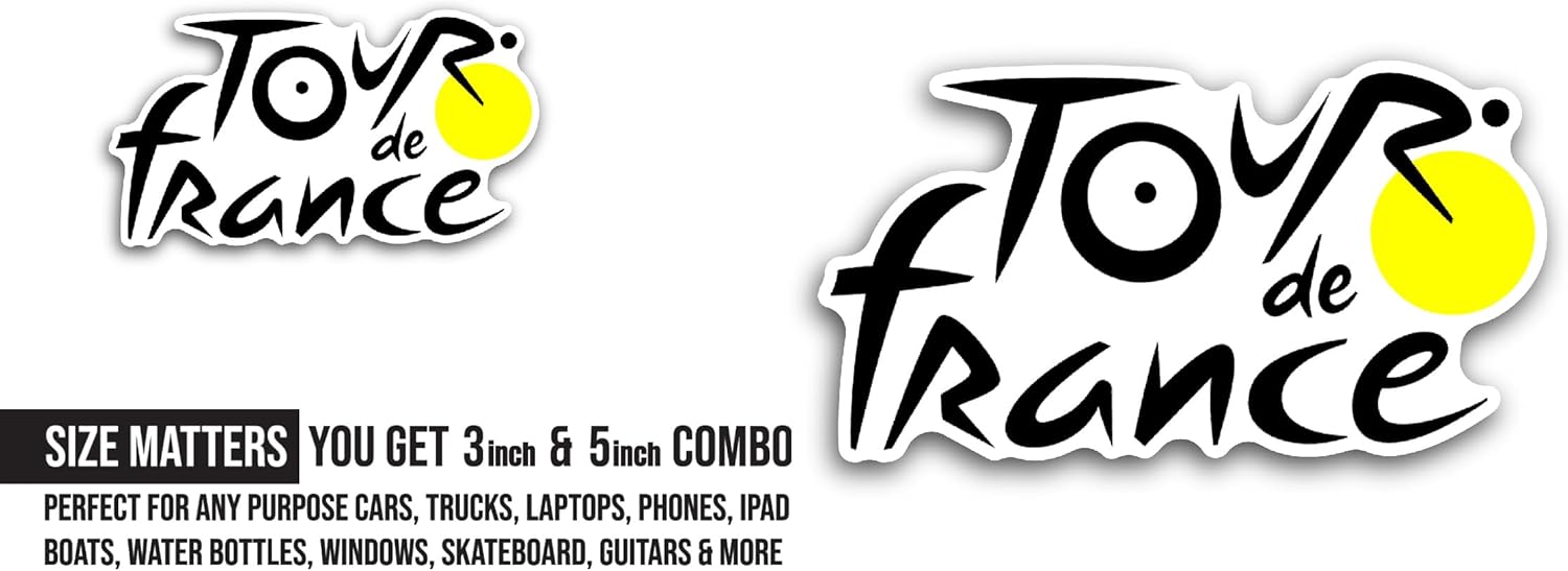 2 (Pieces) 3" and 5" T0ur de France Sticker, Waterproof Vinyl Decals for Many Purpose Like Cars, Trucks, Laptops, Phones, Windows and More
