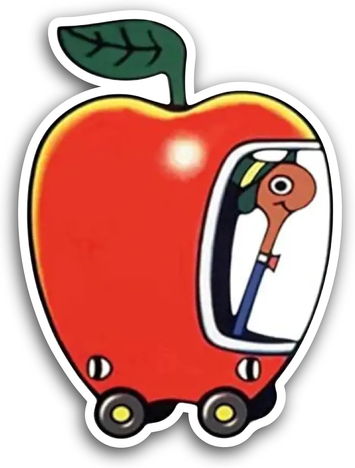 2 (Pieces) 3" and 5" Worm in an Apple Sticker, Waterproof Vinyl Decals for Many Purpose Like Cars, Trucks, Laptops, Phones, Windows and More