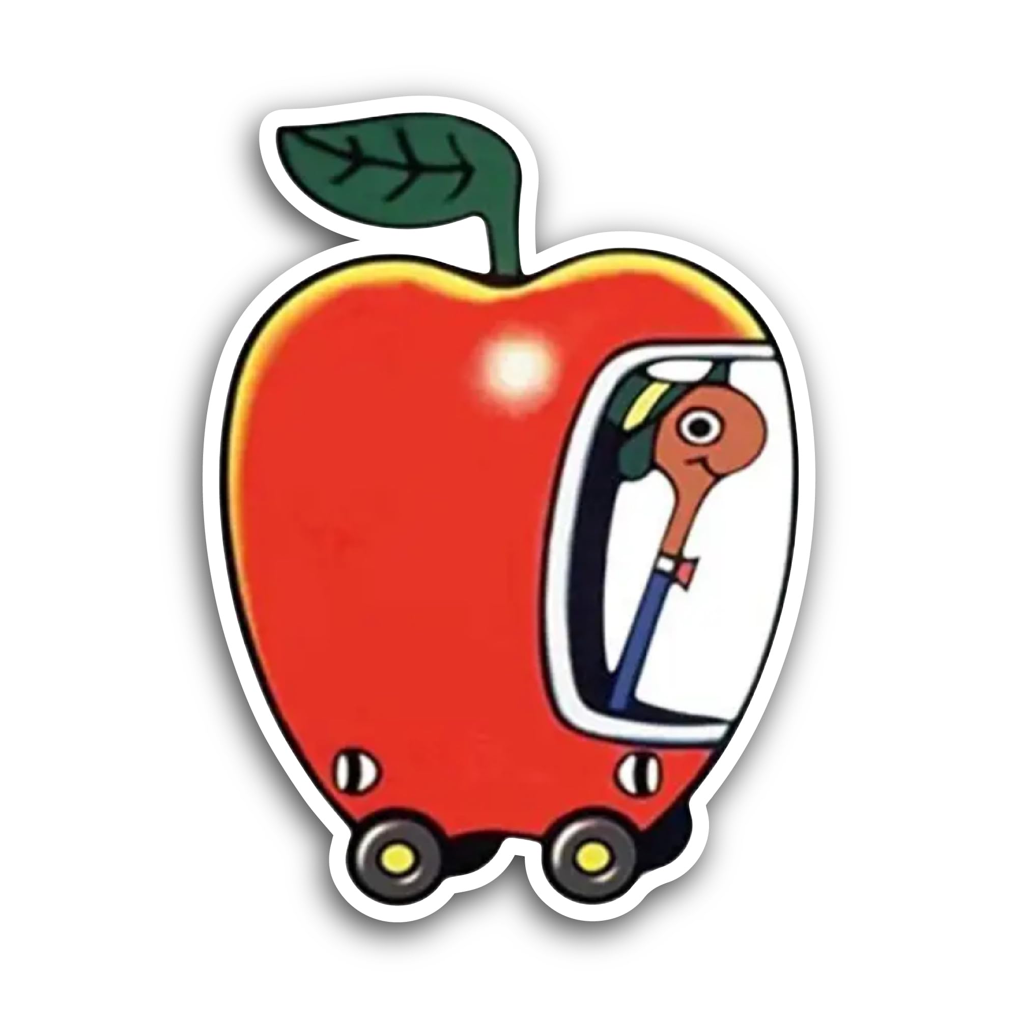 2 (Pieces) 3" and 5" Worm in an Apple Sticker, Waterproof Vinyl Decals for Many Purpose Like Cars, T