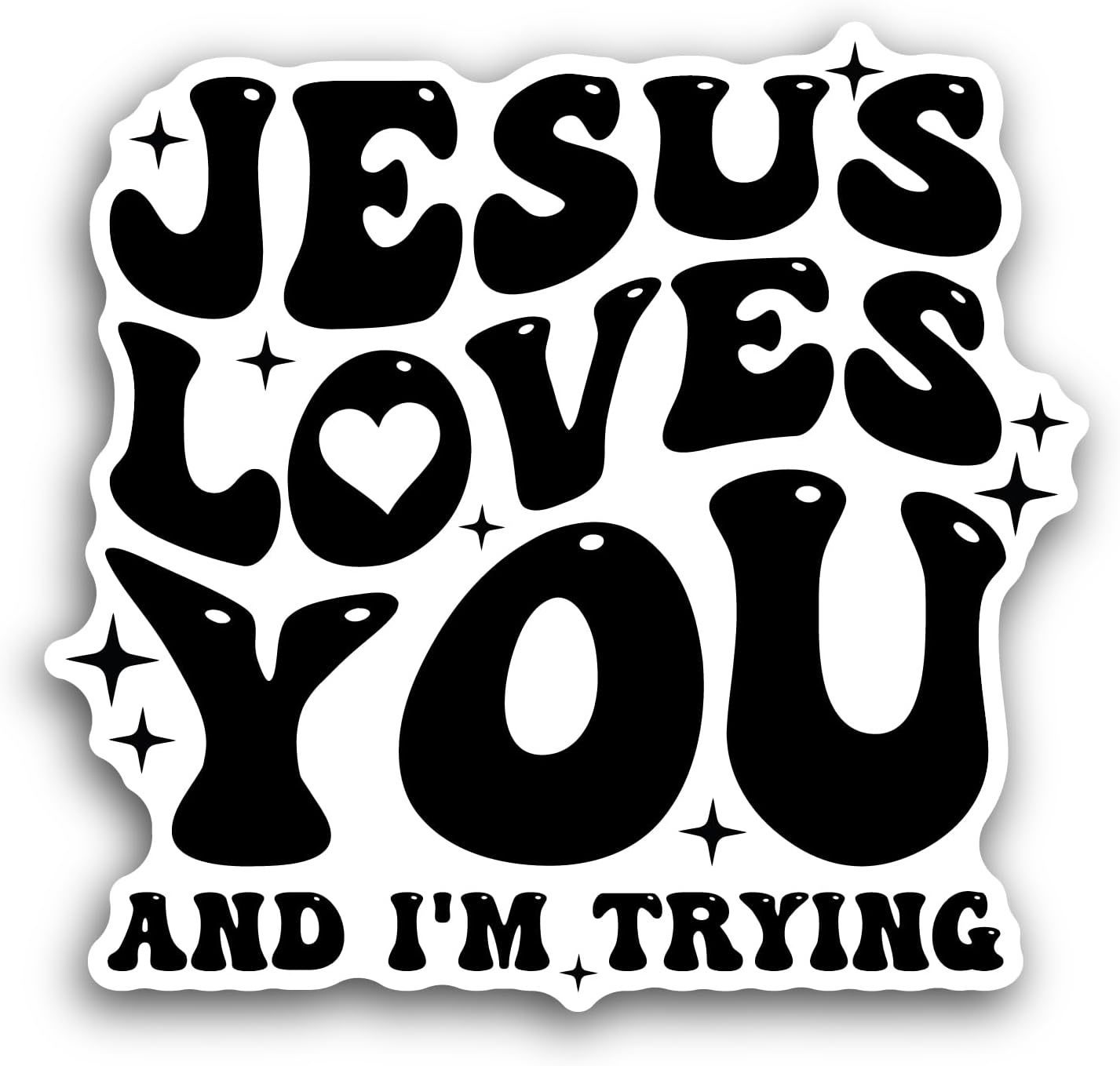 2 (Pieces) 3" and 5" Jesus Love You Text Sticker, Waterproof Vinyl Decals for Many Purpose Like Cars, Trucks, Laptops, Phones, Windows and More