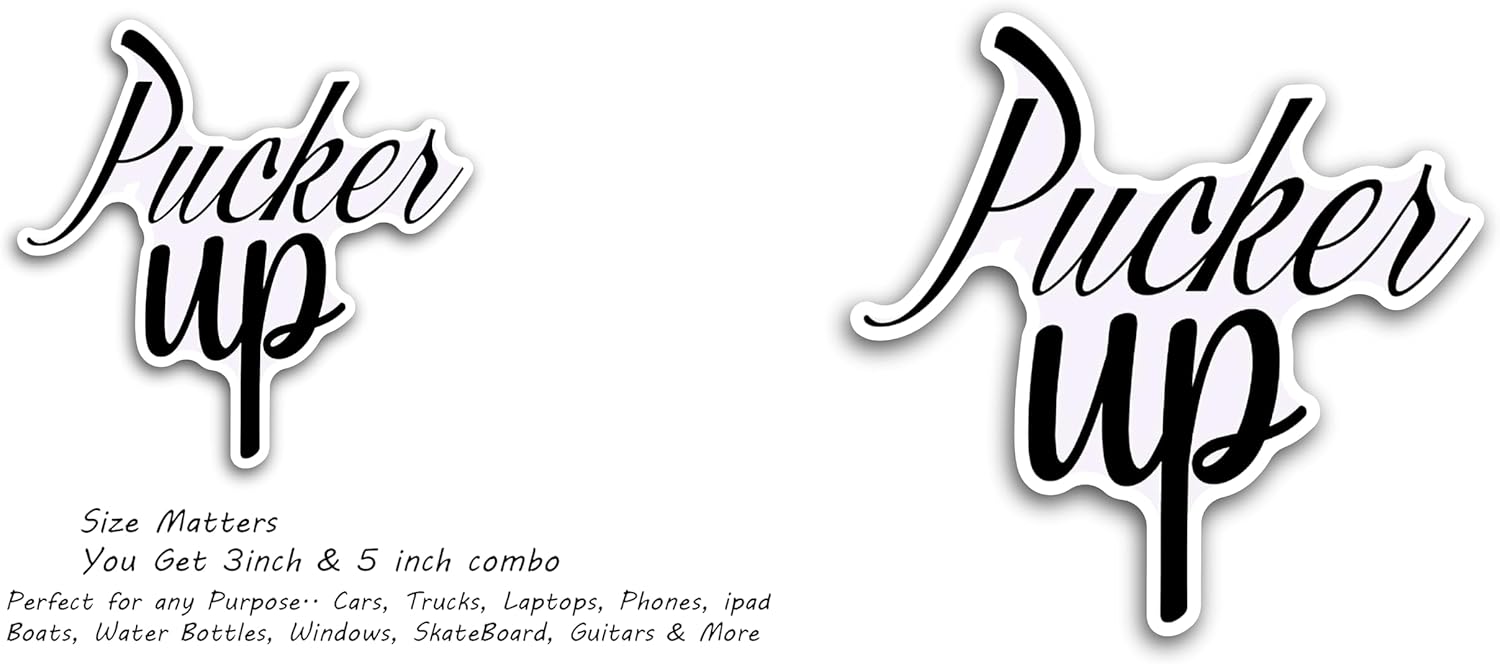 2 (Pieces) 3" and 5" Pucker Up Decal Sticker, Waterproof Vinyl Decals for Many Purpose Like Cars, Trucks, Laptops, Phones, Windows and More