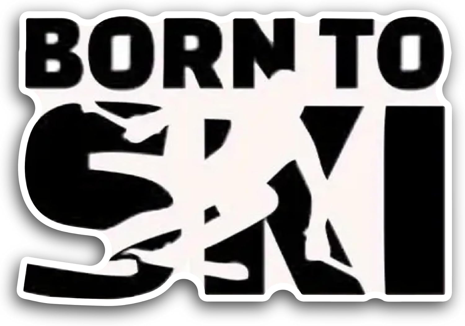 2 (Pieces) 3" and 5" Born to Ski Sticker, Waterproof Vinyl Decals for Many Purpose Like Cars, Trucks, Laptops, Phones, Windows and More