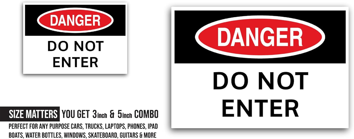 2 (Pieces) 3" and 5" D0 N0t Enter Sticker, Waterproof Vinyl Decals for Many Purpose Like Cars, Trucks, Laptops, Phones, Windows and More