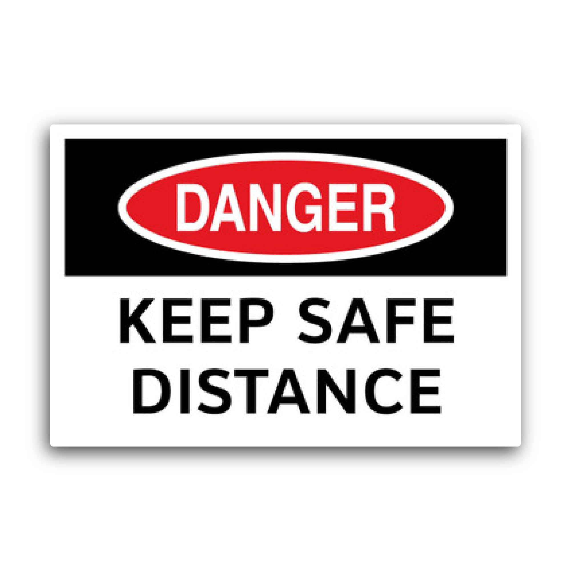 2 (Pieces) 3" and 5" Danger Keep Safe Distance Sign Sticker, Waterproof Vinyl Decals for Many Purpos