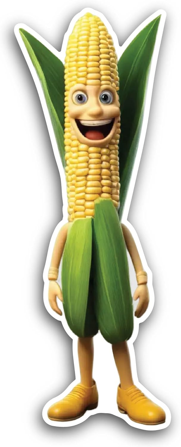2 (Pieces) 3" and 5" Funny Corn Sticker, Waterproof Vinyl Decals for Many Purpose Like Cars, Trucks, Laptops, Phones, Windows and More