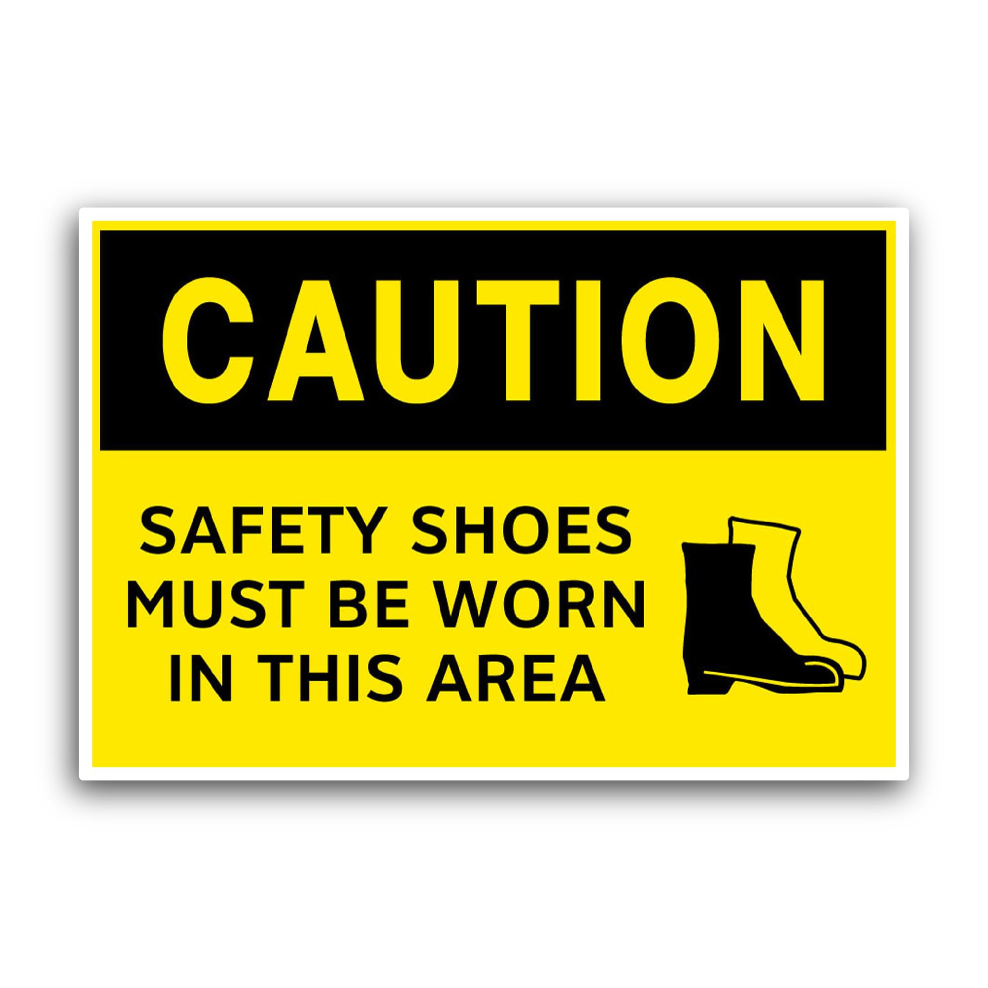 2 (Pieces) 3" and 5" Caution Safety Shoes Sticker, Waterproof Vinyl Decals for Many Purpose Like Car