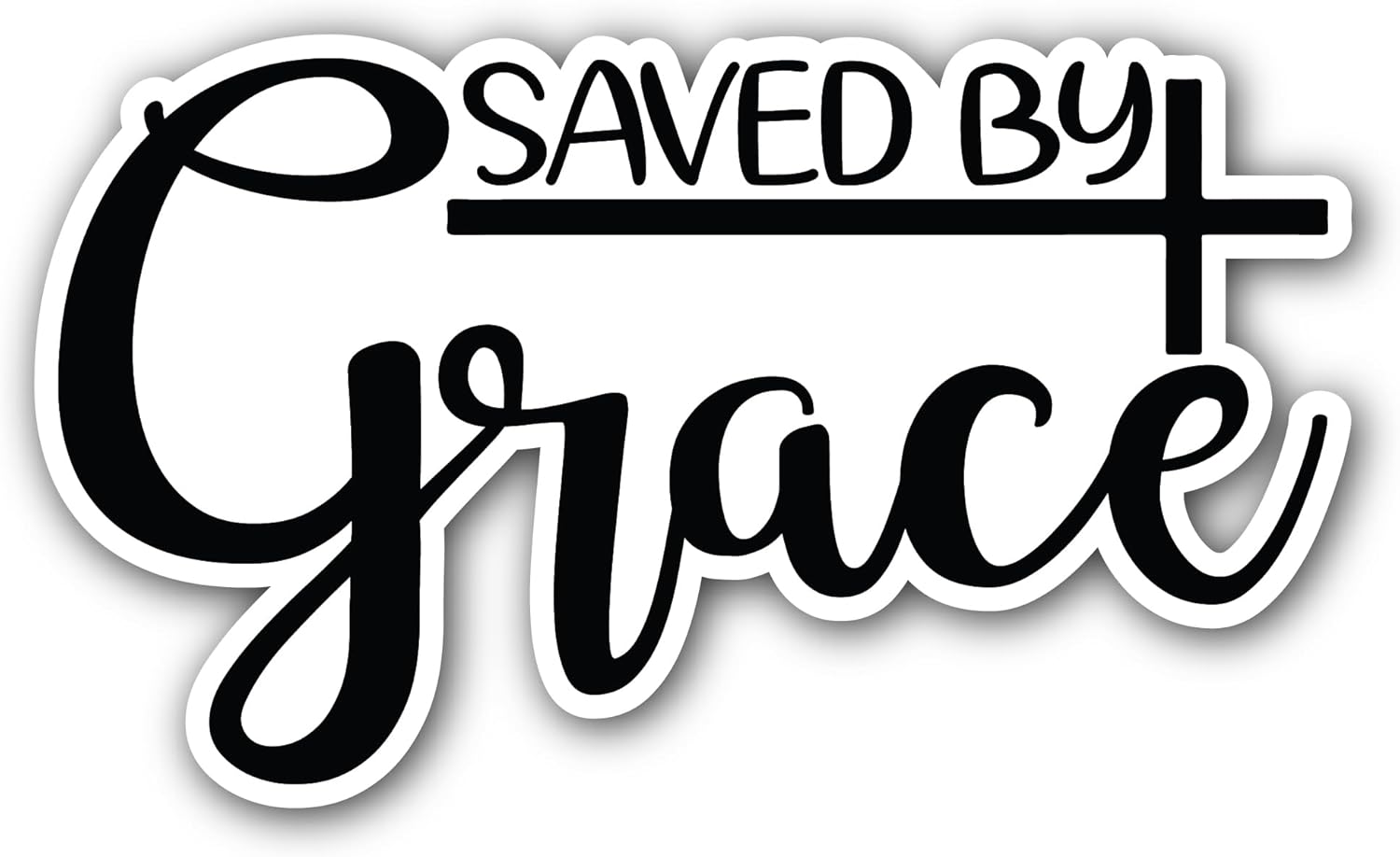 2 (Pieces) 3" and 5" Saved by Grace Text Sticker, Waterproof Vinyl Decals for Many Purpose Like Cars, Trucks, Laptops, Phones, Windows and More