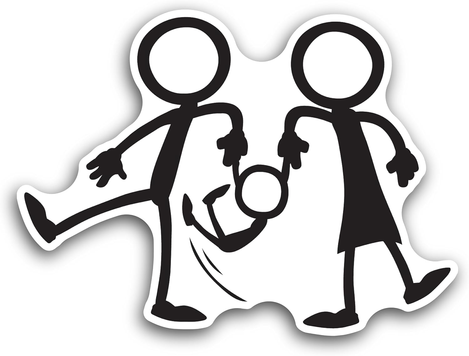 2 (Pieces) 3" and 5" Couple Holding Their Kid Decal Sticker, Waterproof Vinyl Decals for Many Purpose Like Cars, Trucks, Laptops, Phones, Windows and More