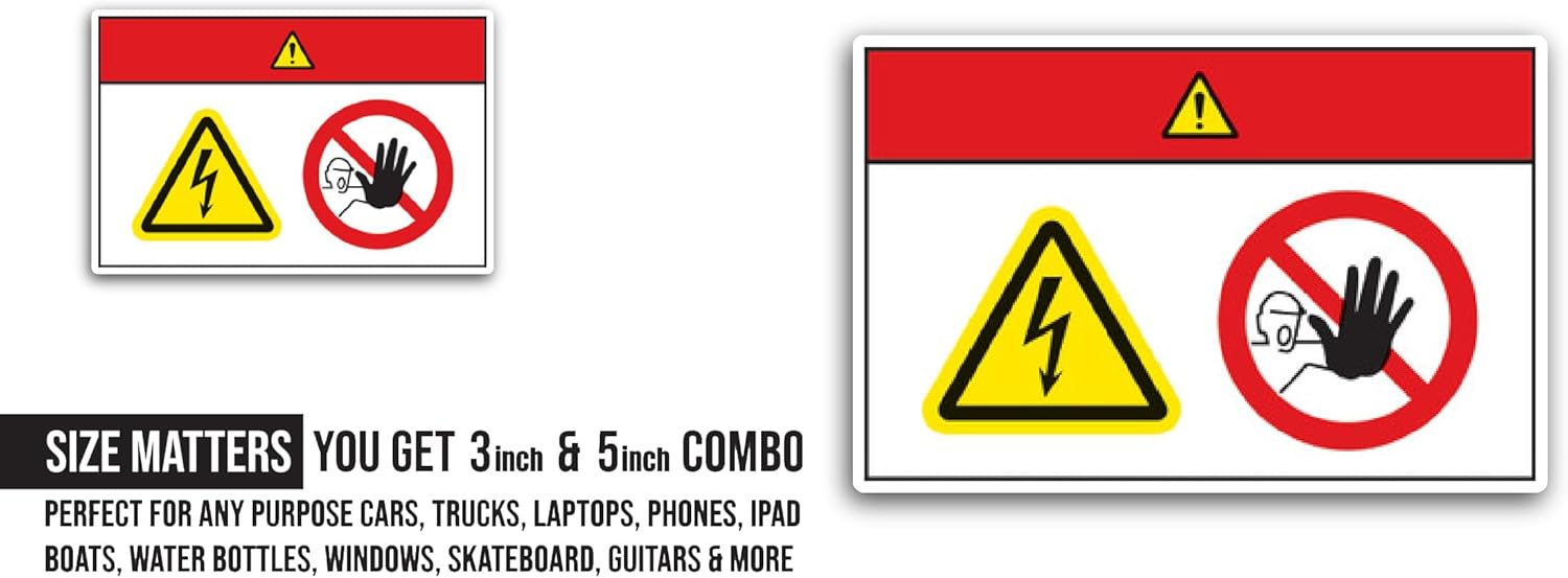 2 (Pieces) 3" and 5" Safety Information Sign Sticker, Waterproof Vinyl Decals for Many Purpose Like Cars, Trucks, Laptops, Phones, Windows and More