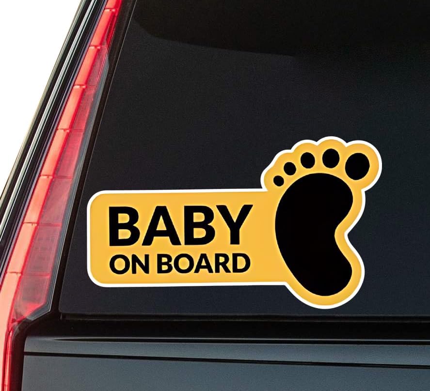 Baby On Board Black Text Window Vinyl Decal Sticker 6" (White), Waterproof Vinyl Decals for Many Purpose Like Cars, Trucks, Laptops, Phones, Windows and More