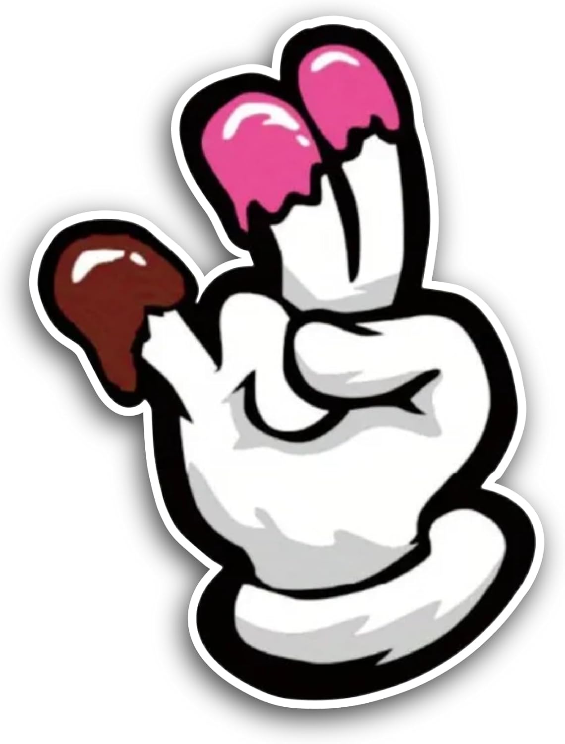 2 (Pieces) 3" and 5" Cartoon Hand Sign Sticker, Waterproof Vinyl Decals for Many Purpose Like Cars, Trucks, Laptops, Phones, Windows and More