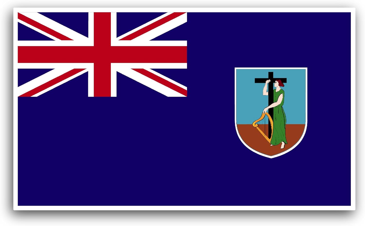 2 (Pieces) 3" and 5" Montserrat Flag Sticker, Waterproof Vinyl Decals for Many Purpose Like Cars, Trucks, Laptops, Phones, Windows and More