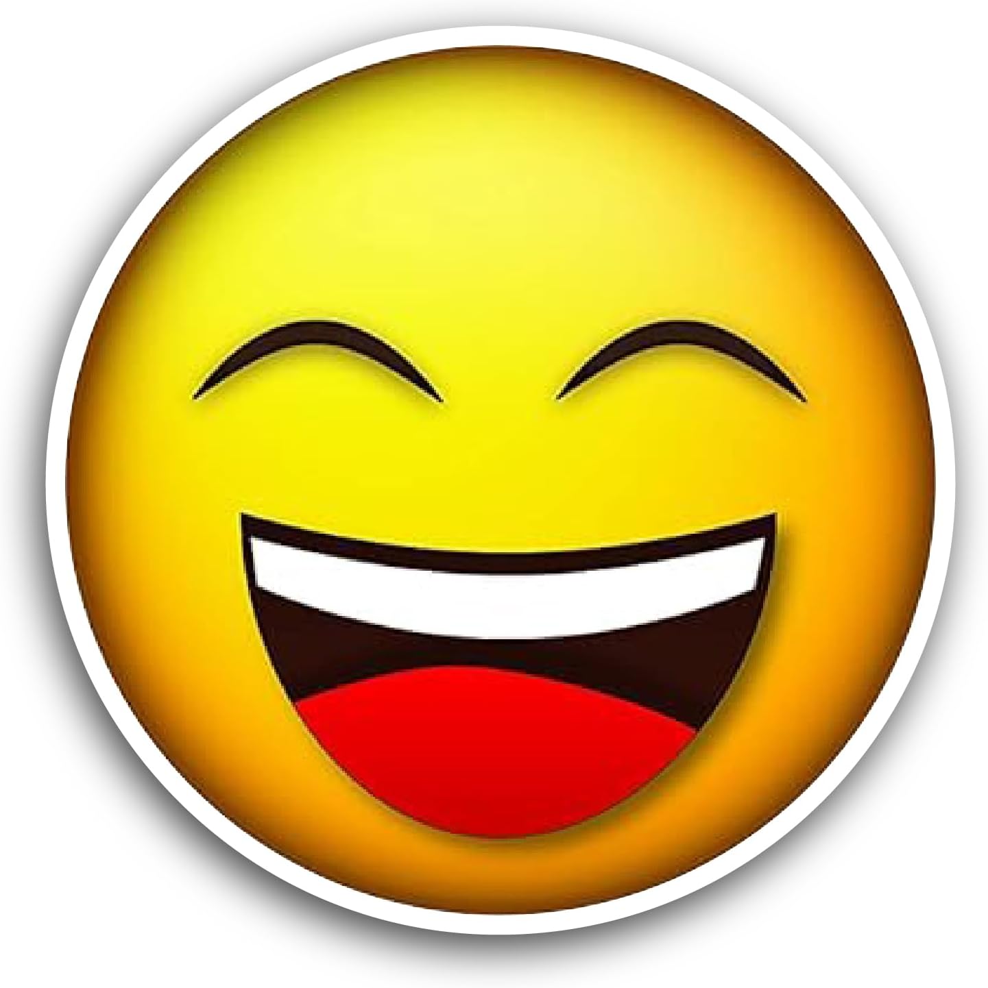 2 (Pieces) 3" and 5" Laughing Yellow Face Sticker, Waterproof Vinyl Decals for Many Purpose Like Cars, Trucks, Laptops, Phones, Windows and More