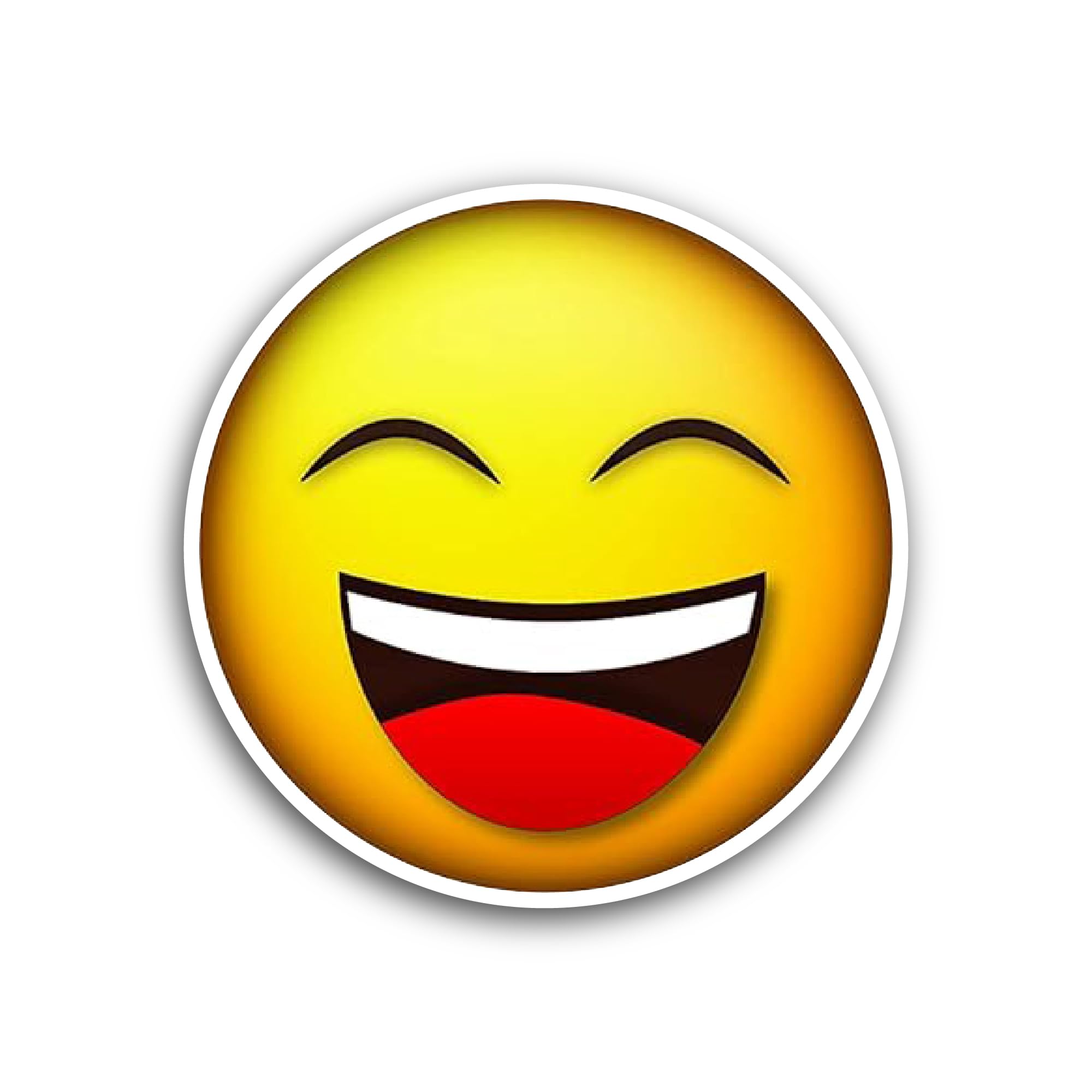 2 (Pieces) 3" and 5" Laughing Yellow Face Sticker, Waterproof Vinyl Decals for Many Purpose Like Car