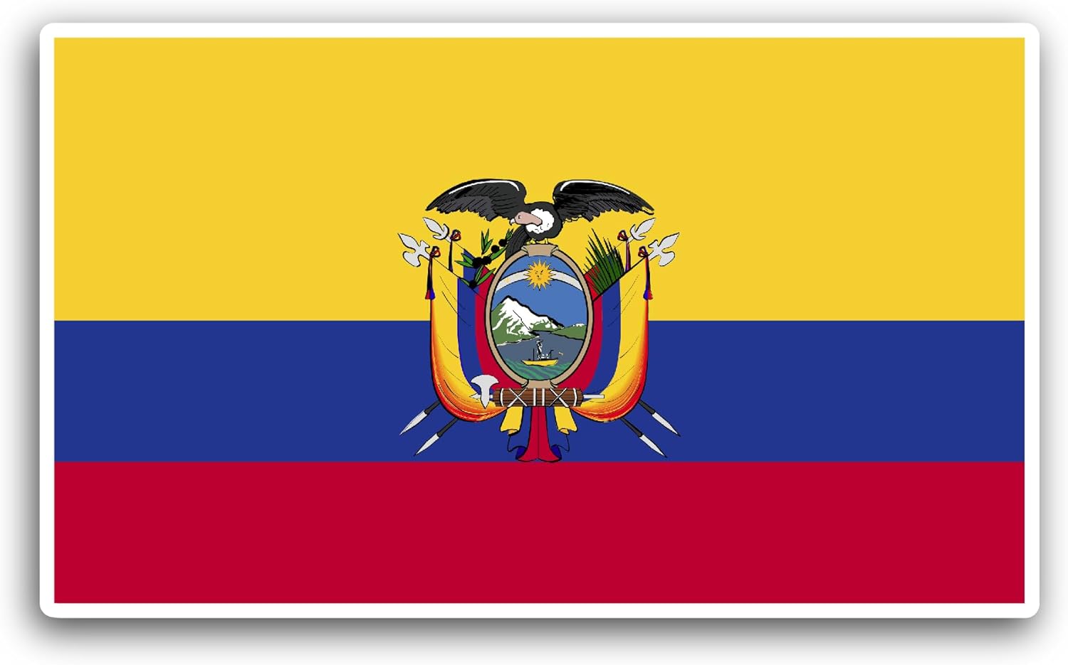 2 (Pieces) 3" and 5" Ecuador Flag Sticker, Waterproof Vinyl Decals for Many Purpose Like Cars, Trucks, Laptops, Phones, Windows and More