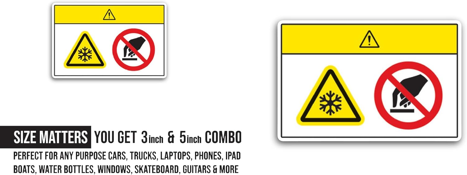 2 (Pieces) 3" and 5" Caution Extremely Cold Surface Sticker, Waterproof Vinyl Decals for Many Purpose Like Cars, Trucks, Laptops, Phones, Windows and More