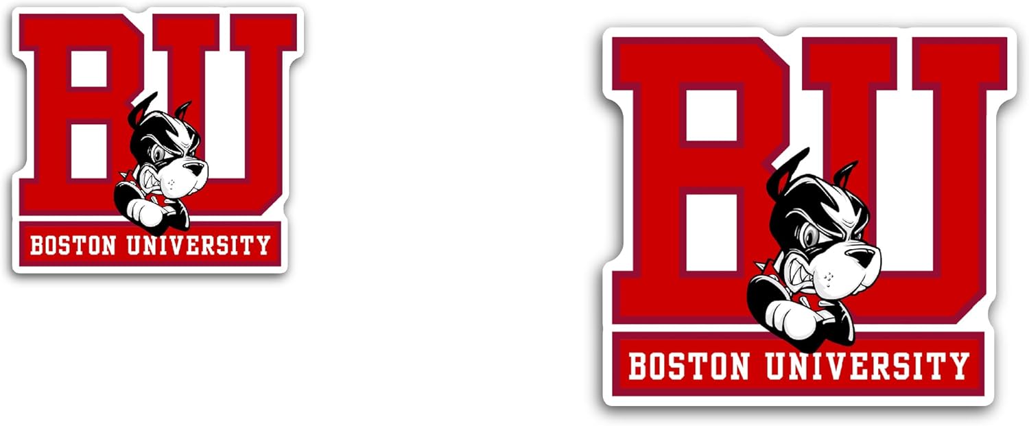 2 (Pieces) 3" and 5" B0ston University Sticker, Waterproof Vinyl Decals for Many Purpose Like Cars, Trucks, Laptops, Phones, Windows and More