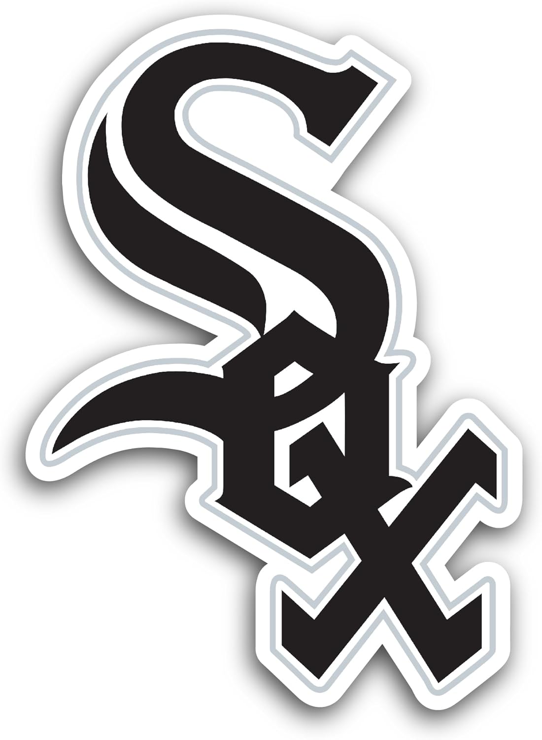 2 (Pieces) 3" and 5" Wh1te S0x Baseball Logo Sticker, Waterproof Vinyl Decals for Many Purpose Like Cars, Trucks, Laptops, Phones, Windows and More