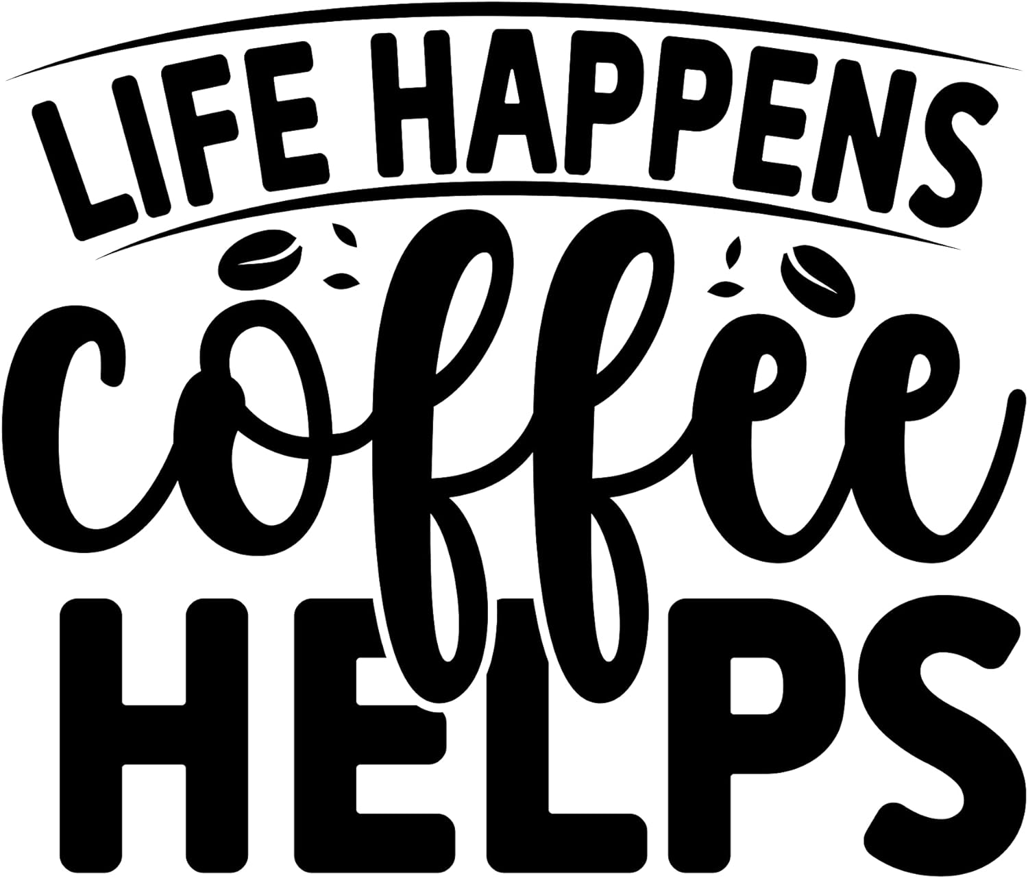 Inspirational Quote "Life Happens Coffee Helps & Gifts" Motivational Sticker Vinyl Decal Motivation Stickers- 5" Vinyl Sticker Waterproof