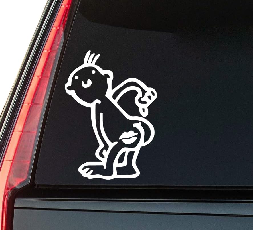 Funny Cartoon Man Window Vinyl Decal Sticker 6" (White), Waterproof Vinyl Decals for Many Purpose Like Cars, Trucks, Laptops, Phones, Windows and More