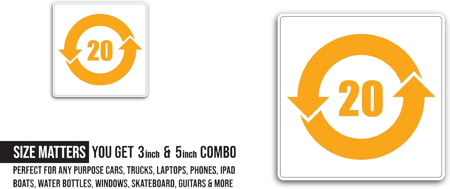 2 (Pieces) 3" and 5" China RoHS Sticker, Waterproof Vinyl Decals for Many Purpose Like Cars, Trucks, Laptops, Phones, Windows and More