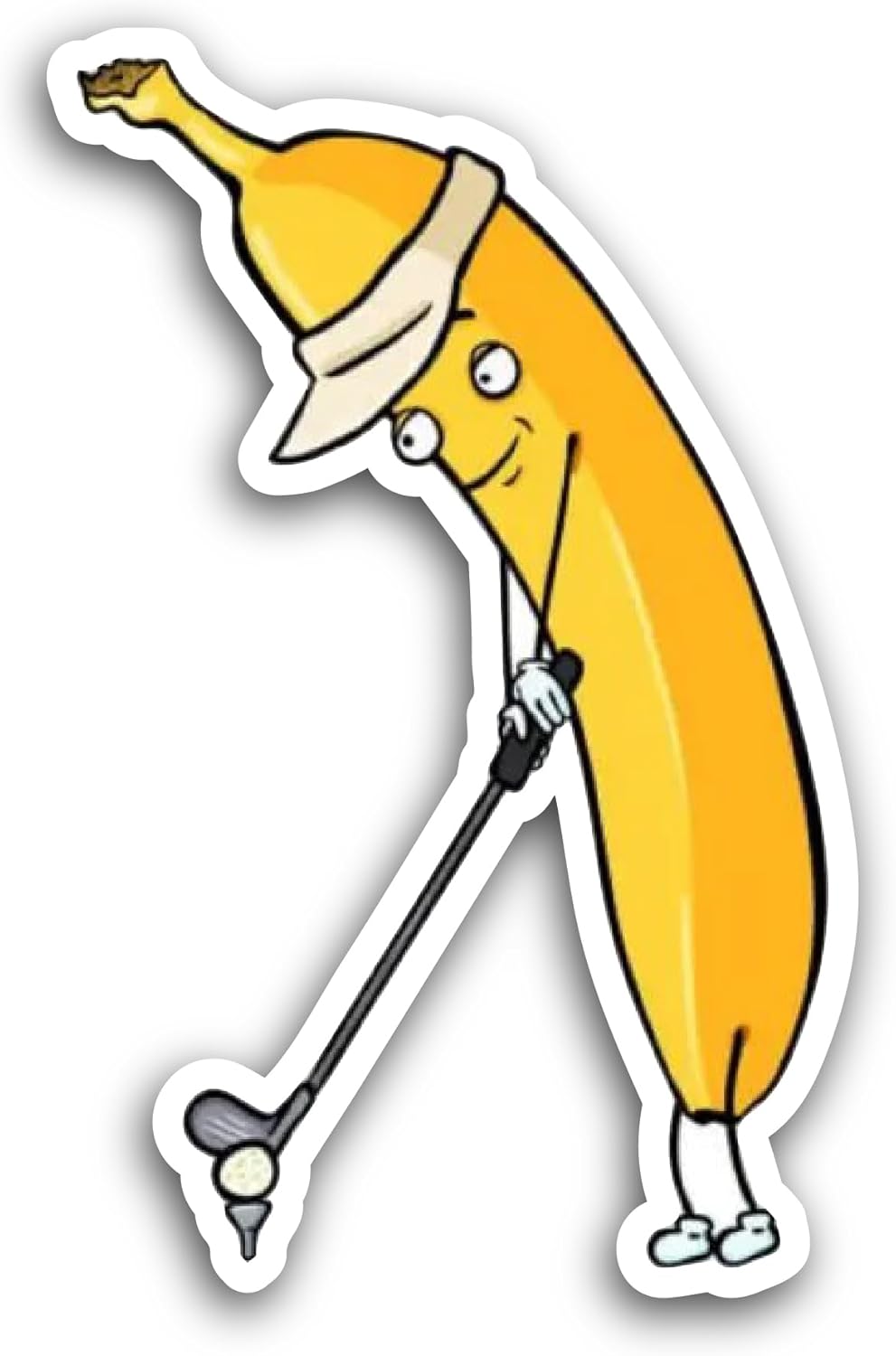 2 (Pieces) 3" and 5" Banana Playing Golf Sticker, Waterproof Vinyl Decals for Many Purpose Like Cars, Trucks, Laptops, Phones, Windows and More