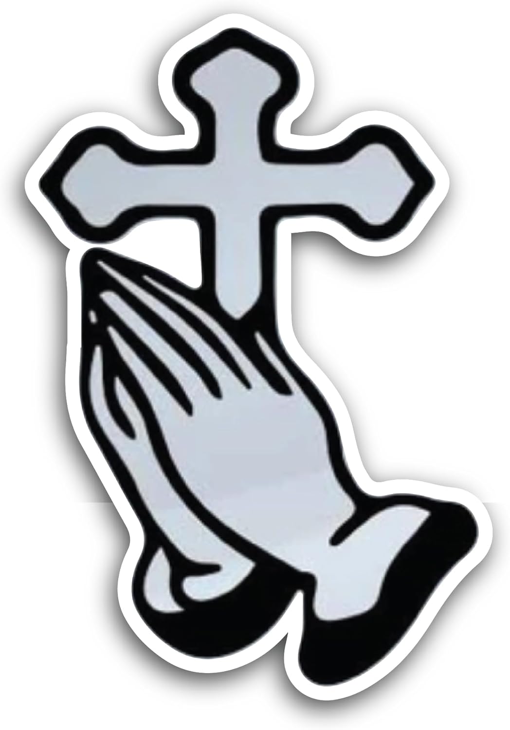 2 (Pieces) 3" and 5" Praying Hands Sticker, Waterproof Vinyl Decals for Many Purpose Like Cars, Trucks, Laptops, Phones, Windows and More