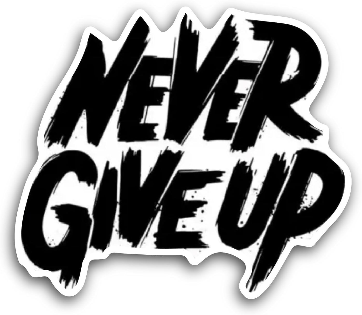 2 (Pieces) 3" and 5" Never Give Up Black Text Sticker, Waterproof Vinyl Decals for Many Purpose Like Cars, Trucks, Laptops, Phones, Windows and More