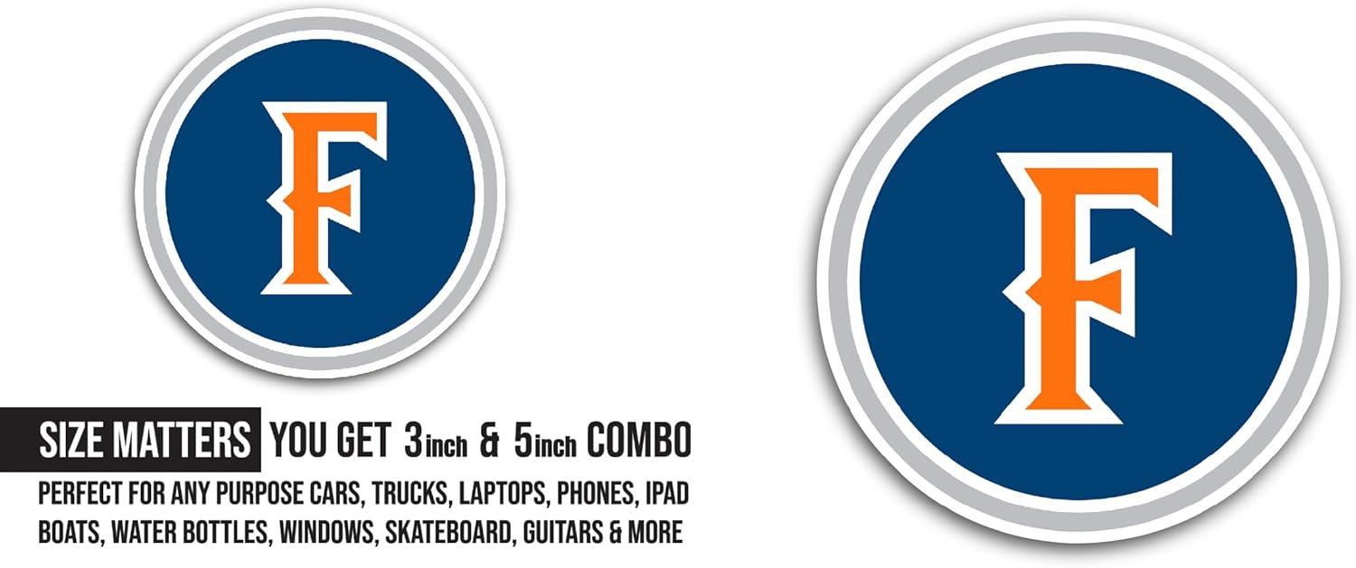 2 (Pieces) 3" and 5" Fullert0n Logo Decal Sticker, Waterproof Vinyl Decals for Many Purpose Like Cars, Trucks, Laptops, Phones, Windows and More