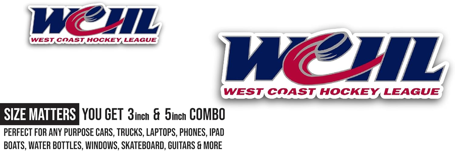 2 (Pieces) 3" and 5" West C0ast Hockey League Sticker, Waterproof Vinyl Decals for Many Purpose Like Cars, Trucks, Laptops, Phones, Windows and More