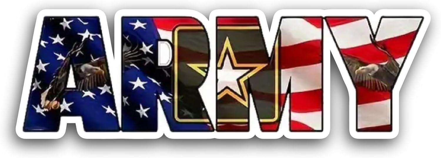 2 (Pieces) 3" and 5" Army Sticker, Waterproof Vinyl Decals for Many Purpose Like Cars, Trucks, Laptops, Phones, Windows and More