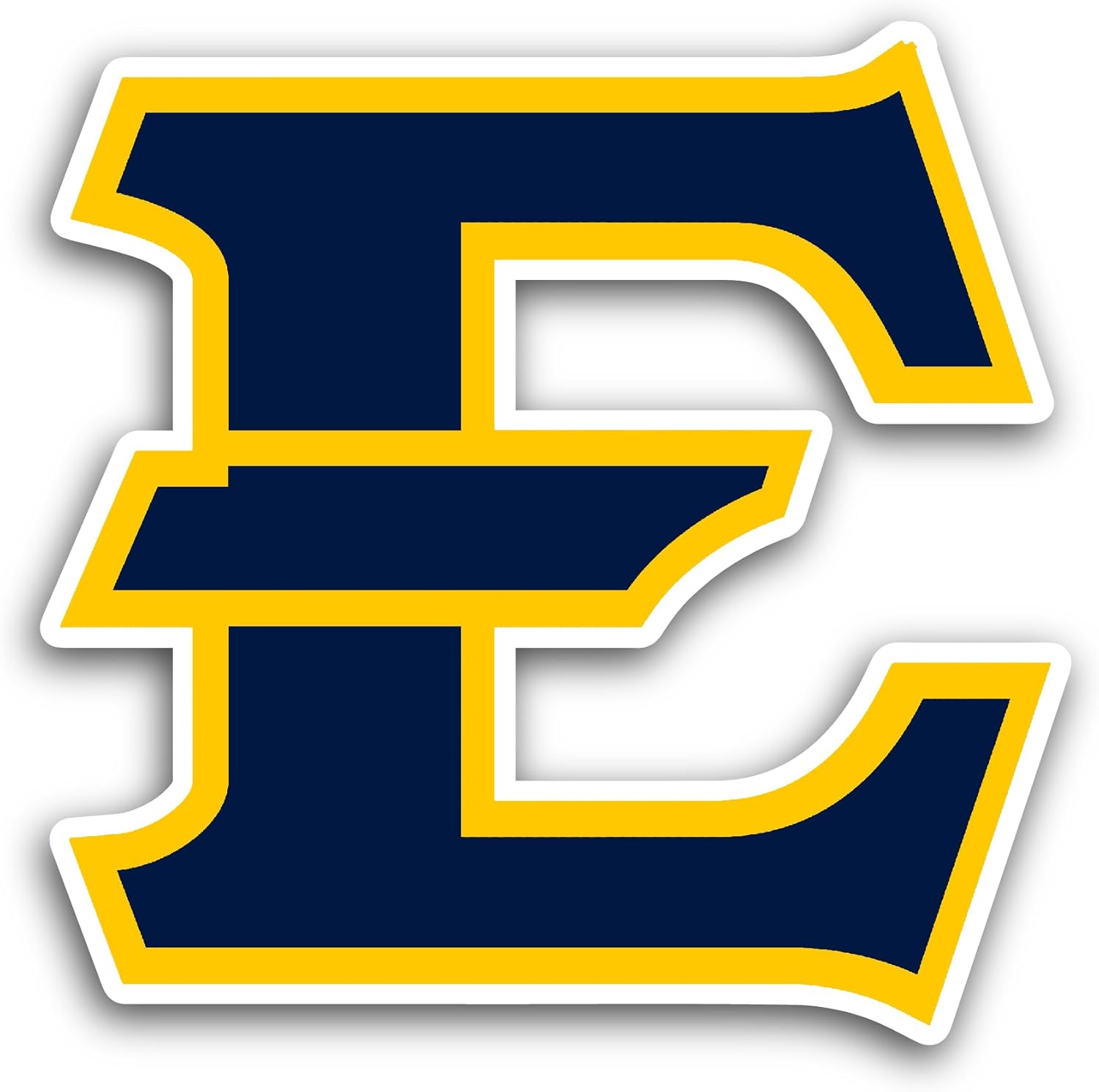 2 (Pieces) 3" and 5" Blue and Yellow E Sticker, Waterproof Vinyl Decals for Many Purpose Like Cars, Trucks, Laptops, Phones, Windows and More