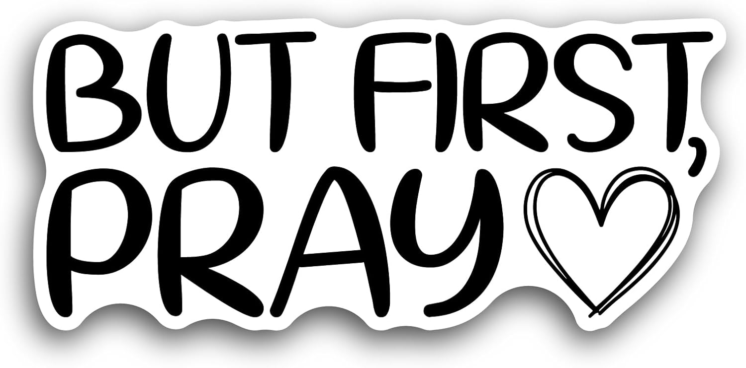 2 (Pieces) 3" and 5" Pray Text Sticker, Waterproof Vinyl Decals for Many Purpose Like Cars, Trucks, Laptops, Phones, Windows and More