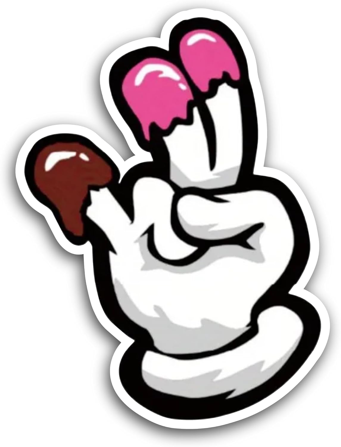 2 (Pieces) 3" and 5" Cartoon Hand Sticker, Waterproof Vinyl Decals for Many Purpose Like Cars, Trucks, Laptops, Phones, Windows and More