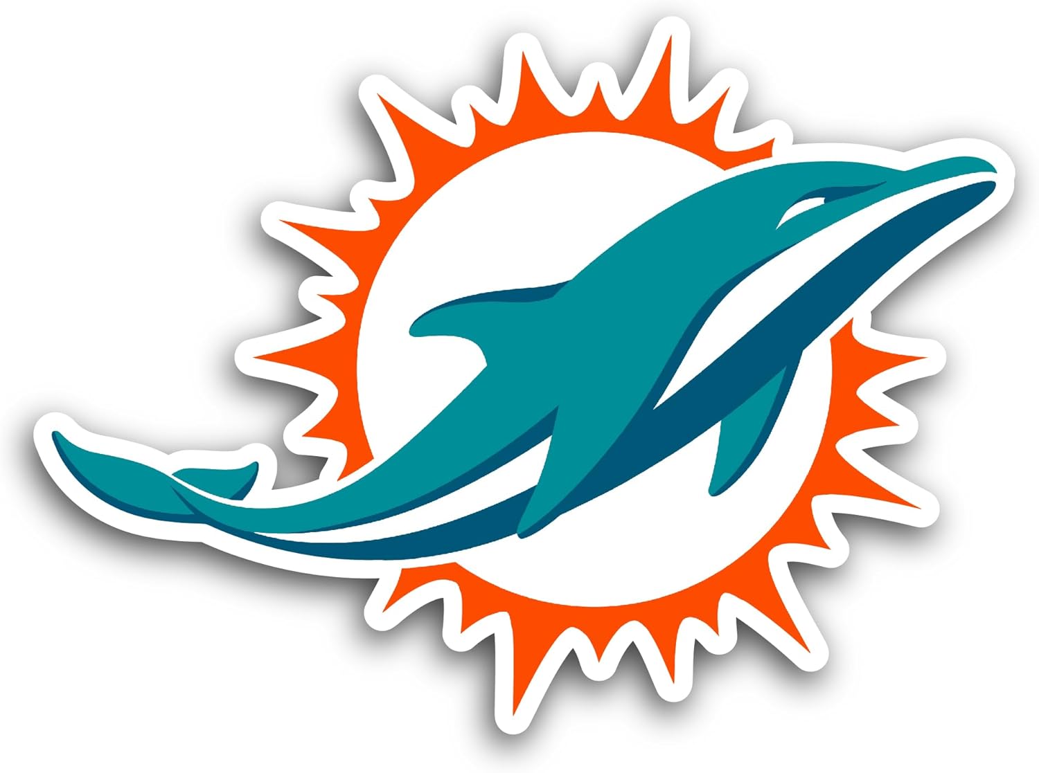 2 (Pieces) 3" and 5" Miami D0lphins Decal Sticker, Waterproof Vinyl Decals for Many Purpose Like Cars, Trucks, Laptops, Phones, Windows and More