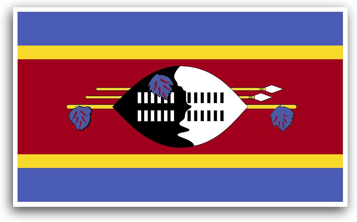 2 (Pieces) 3" and 5" Swaziland Flag Sticker, Waterproof Vinyl Decals for Many Purpose Like Cars, Trucks, Laptops, Phones, Windows and More