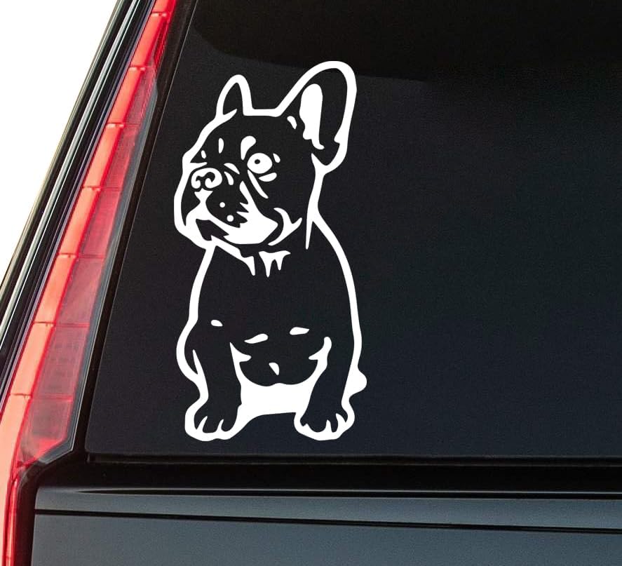 French Bulldog Window Vinyl Decal Sticker 6" (White), Waterproof Vinyl Decals for Many Purpose Like Cars, Trucks, Laptops, Phones, Windows and More